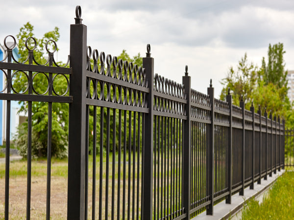 Black Metal Wrought Iron Fence Panels - Displayed as Elegant Parkland Fencing