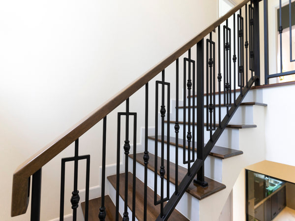 Black Metal Stair Spindles in minimalist home