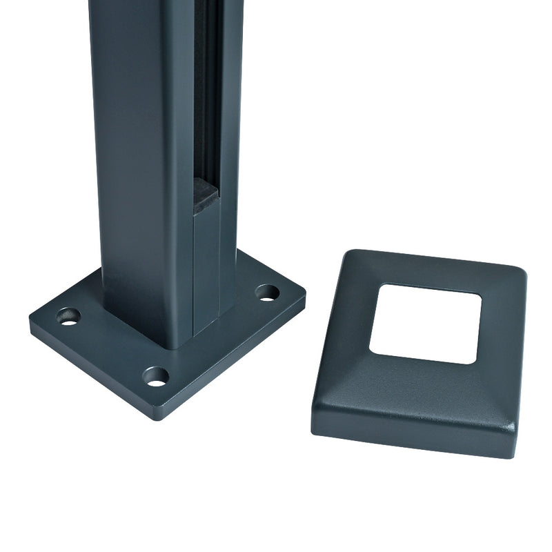 Easy Slide Base Fix Aluminium Balustrade End Post For 11.5mm Glass