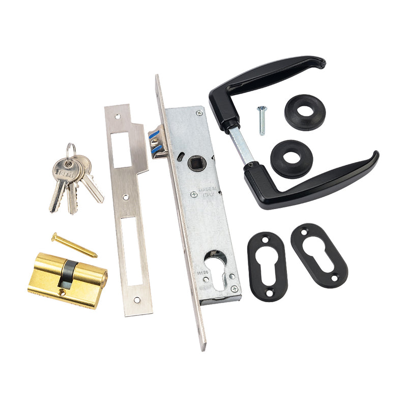 Gate Lock Frame Kit 40mm Profiled Box Section Lock Handles & Cylinder