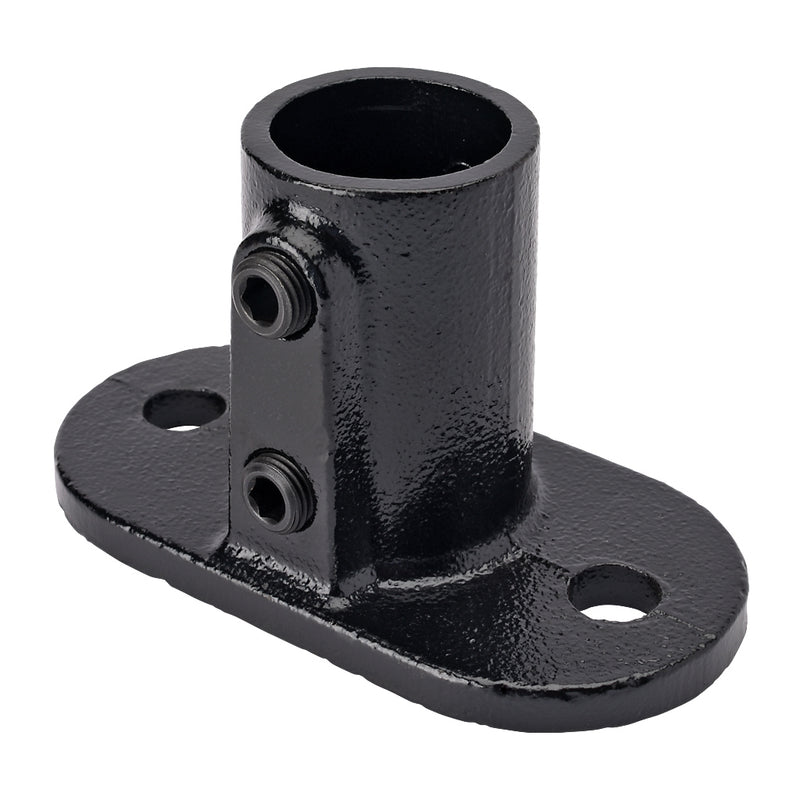 E132B Oval Base Flange Key Clamp To Suit 33.7mm Tube With Black Electrophoretic Finish