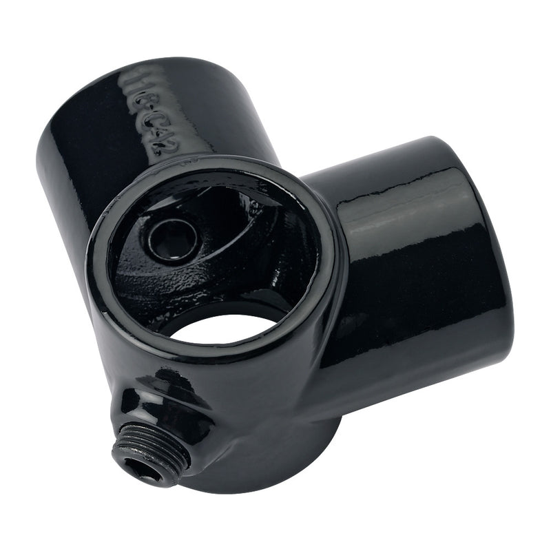 K116C 90° 3 Way Mid Rail Corner Key Clamp To Suit 42.4mm Tube Black