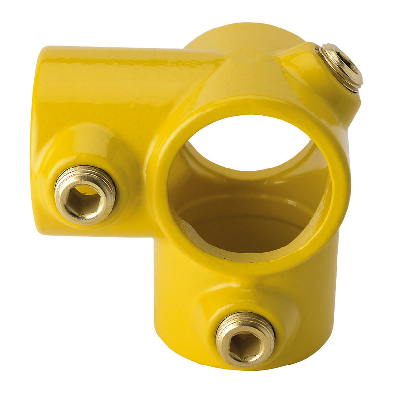 Y116C 90° 3 Way Mid Rail Corner Key Clamp To Suit 42.4mm Tube Yellow