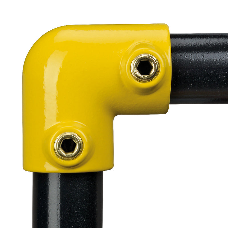 Y125C 90° Elbow Key Clamp To Suit 42.4mm Tube Yellow