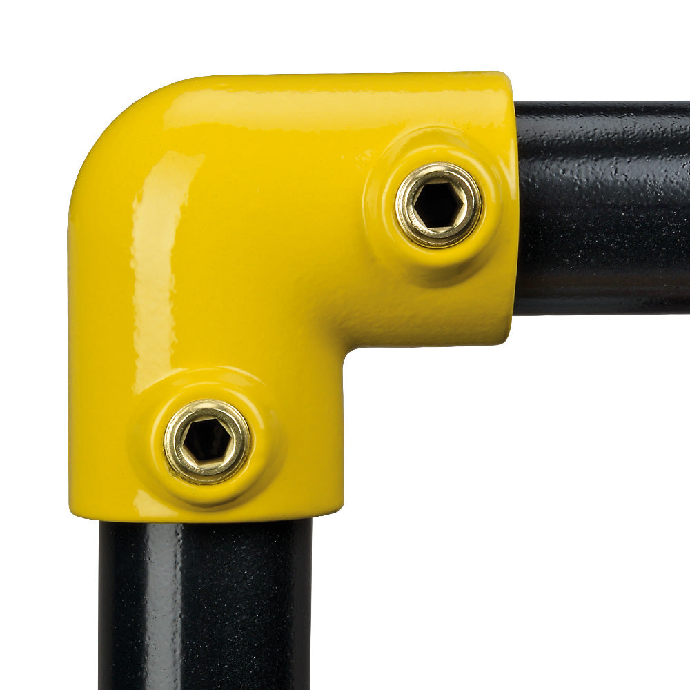 Y125B 90° Elbow Key Clamp To Suit 33.7mm Tube Yellow