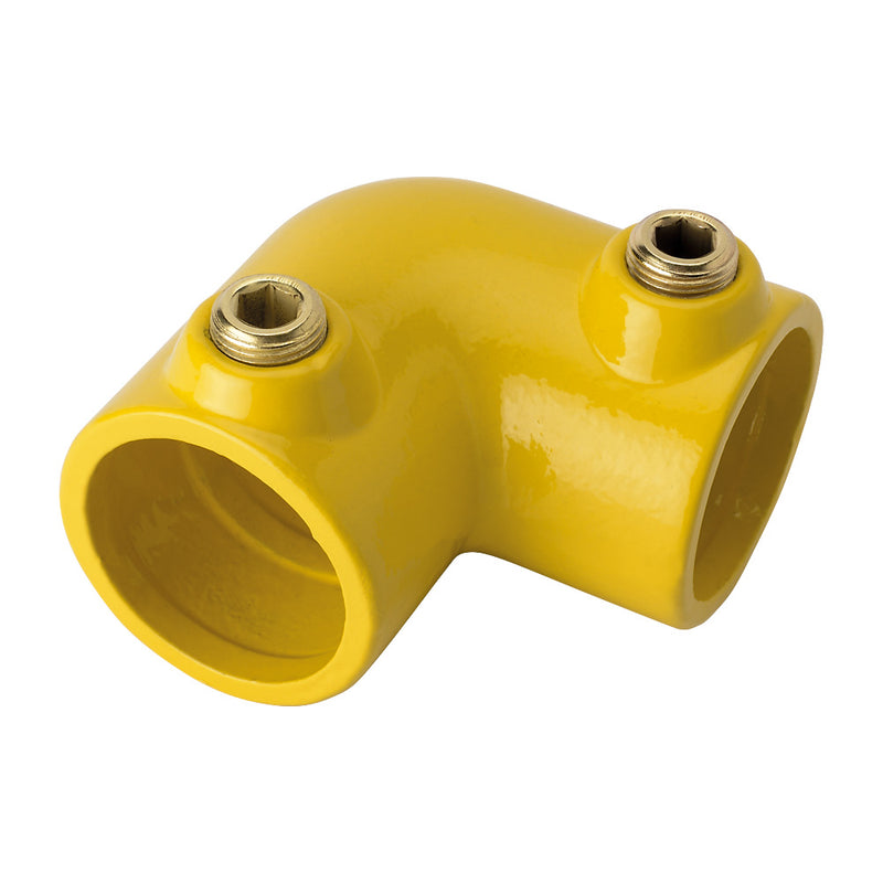 Y125B 90° Elbow Key Clamp To Suit 33.7mm Tube Yellow