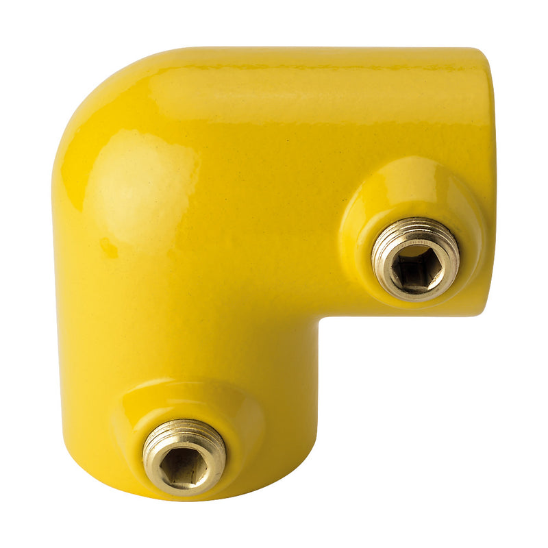 Y125B 90° Elbow Key Clamp To Suit 33.7mm Tube Yellow