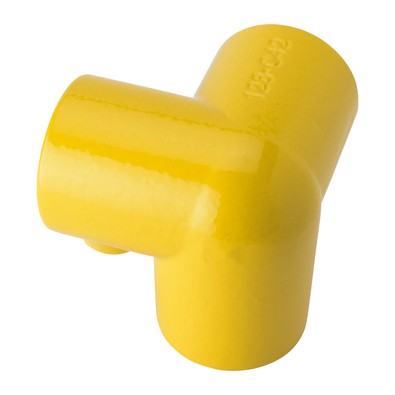 Y128C 3 Way Top Rail Corner Key Clamp To Suit 42.4mm Tube Yellow