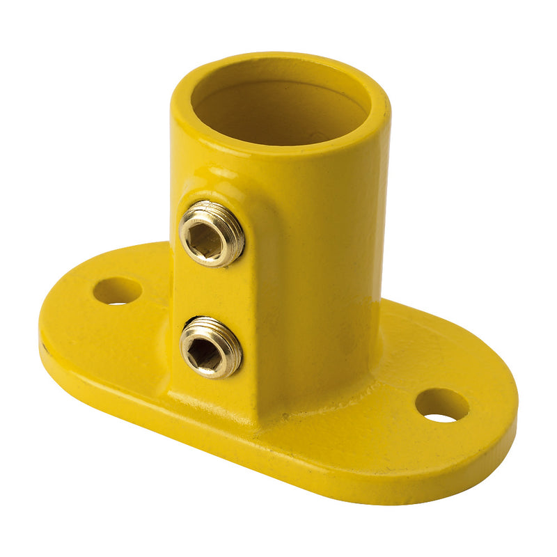 Y132B Oval Base Flange Key Clamp To Suit 33.7mm Tube Yellow