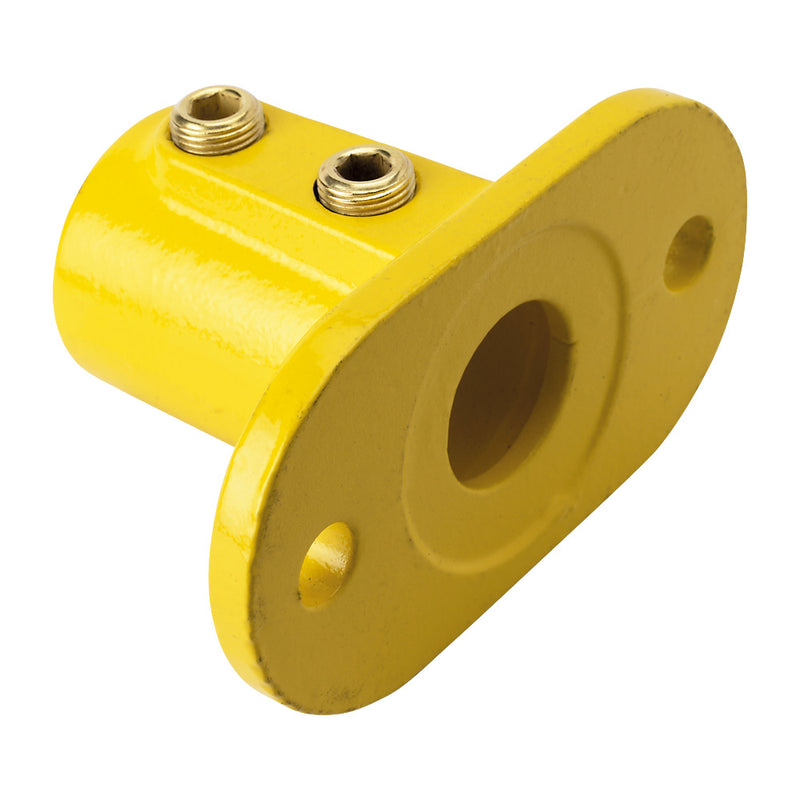 Y132D Oval Base Flange Key Clamp To Suit 48.3mm Tube Yellow