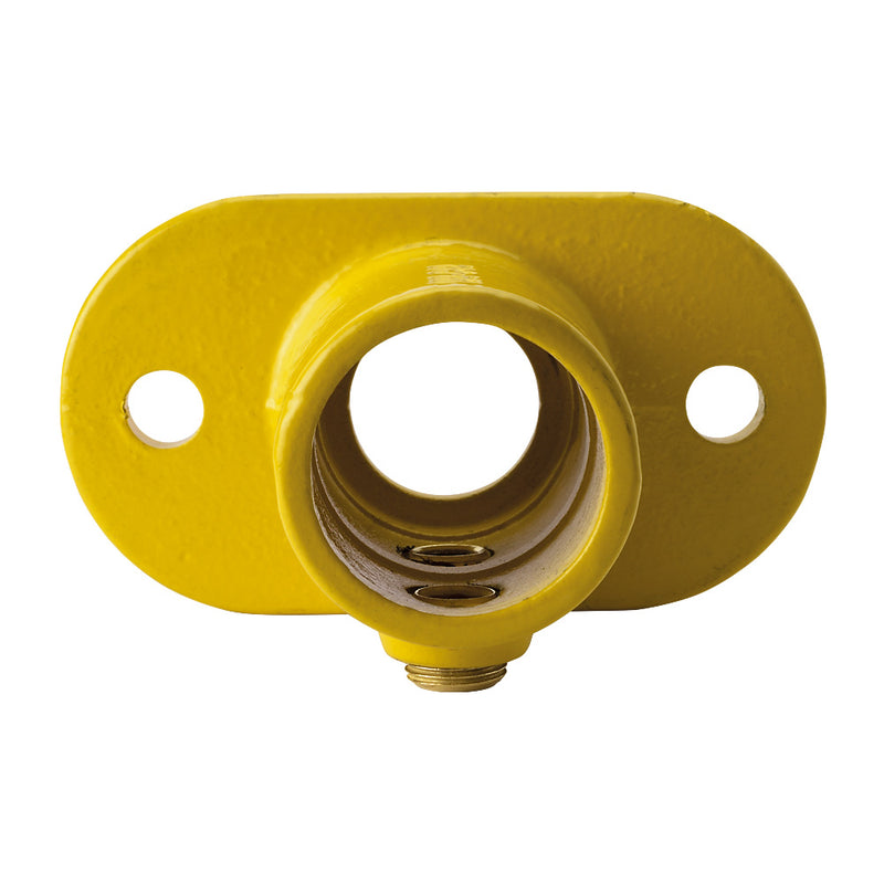 Y132B Oval Base Flange Key Clamp To Suit 33.7mm Tube Yellow