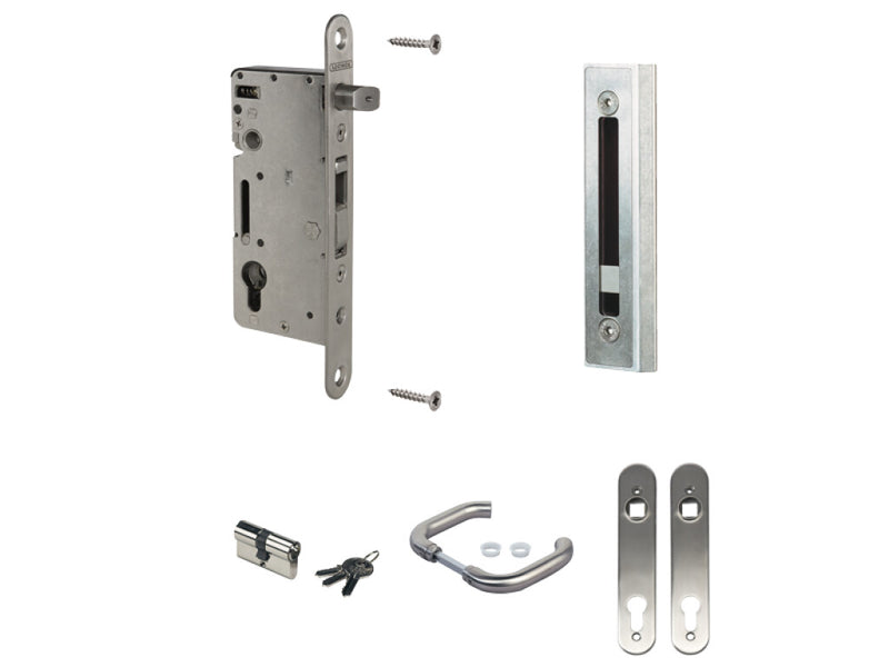 Locinox H-Wood-Set Insert Kit For Wooden Gates With 80mm Cylinder