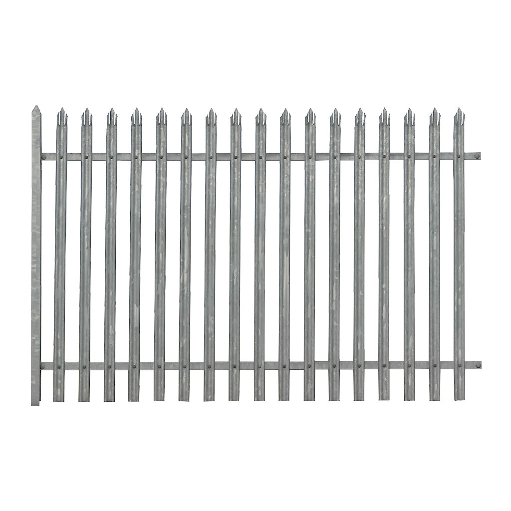 Steel Palisade Fencing Panel 1.8m High 2mm W Triple Point Galvanised 2750mm Bay