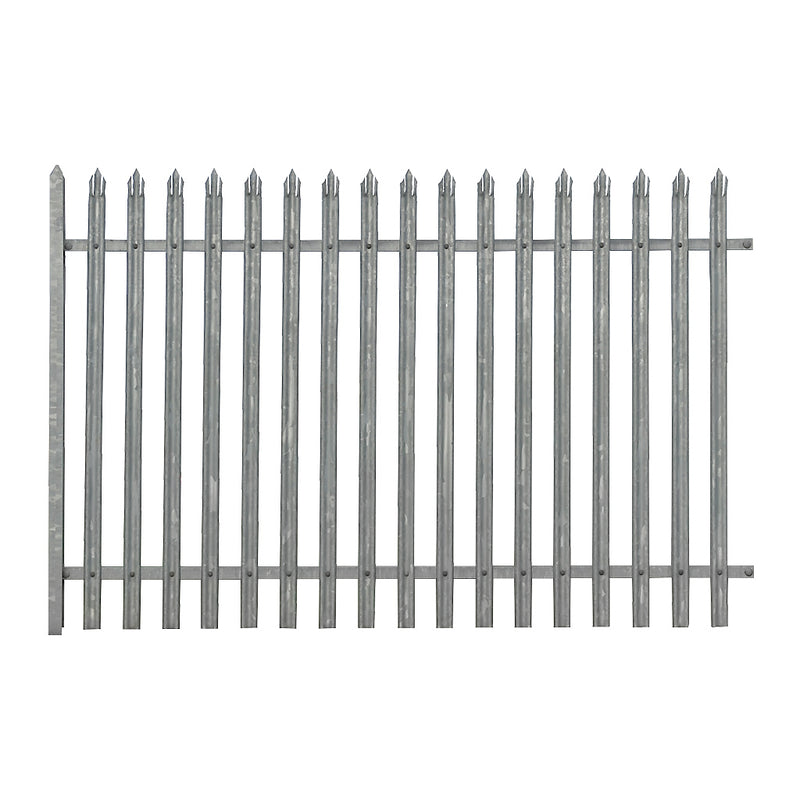 Steel Palisade Fencing Panel 1.8m High 2mm W Triple Point Galvanised 2750mm Bay