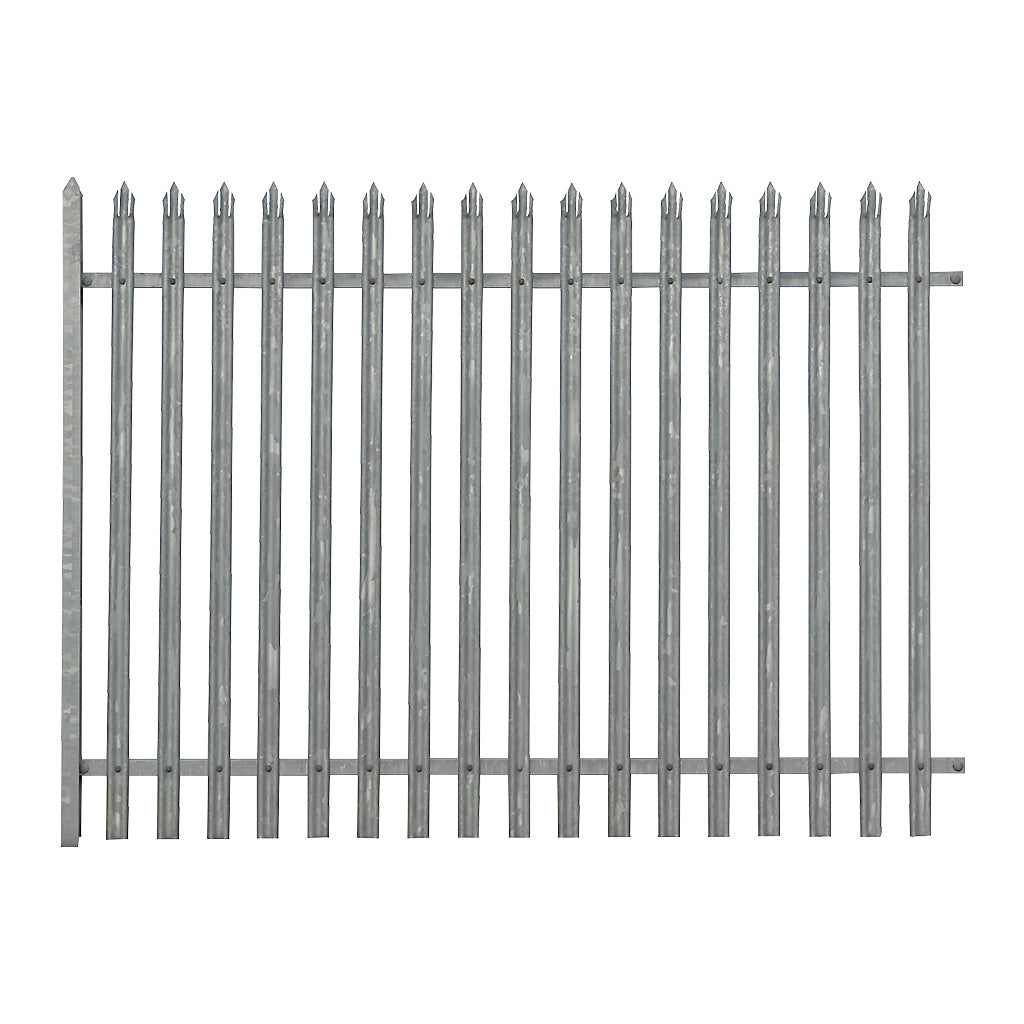 Steel Palisade Fencing Panel 2.0m High 2mm W Triple Point Galvanised 2750mm Bay