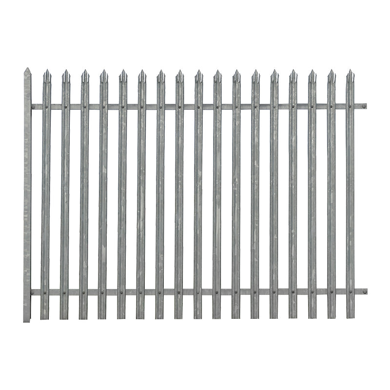 Steel Palisade Fencing Panel 2.0m High 2mm W Triple Point Galvanised 2750mm Bay