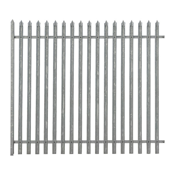 Steel Palisade Fencing Panel 2.4m High 2mm W Triple Point Galvanised - 2750mm Bay