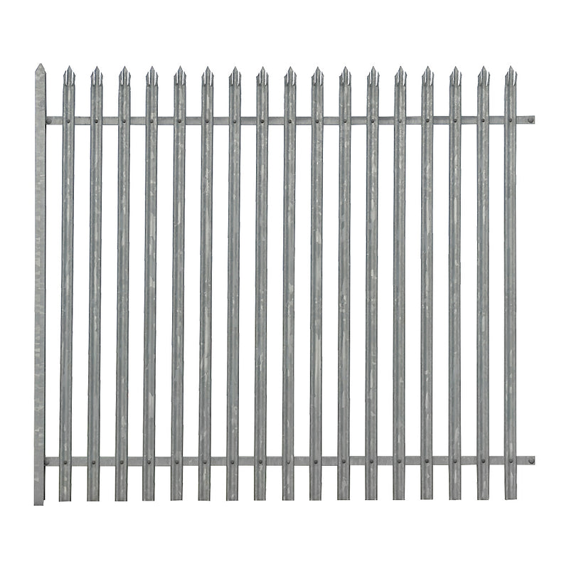 Steel Palisade Fencing Panel 2.4m High 2mm W Triple Point Galvanised - 2750mm Bay